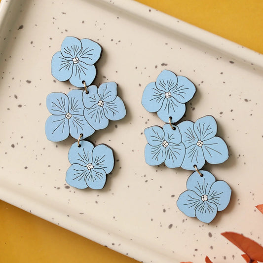 Powder Blue Hydrangea Statement Earrings