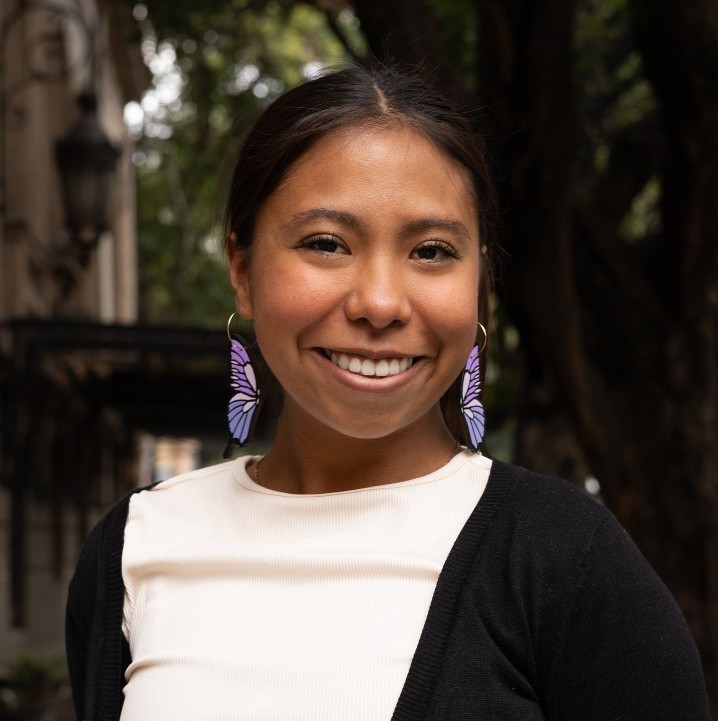 Lavender Butterfly Hoops