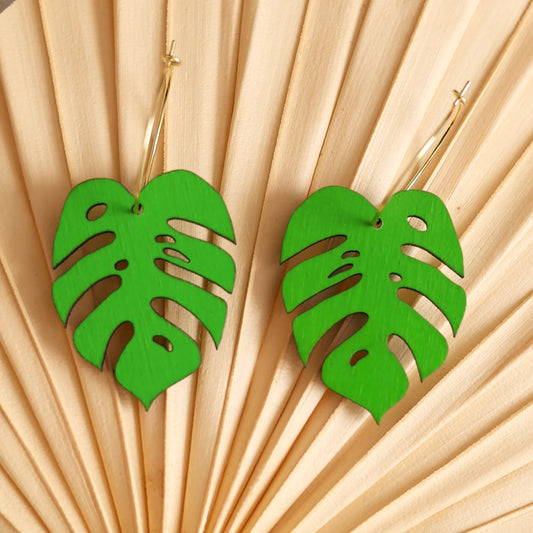 Monstera Hoop Earrings - 5 Colors Available