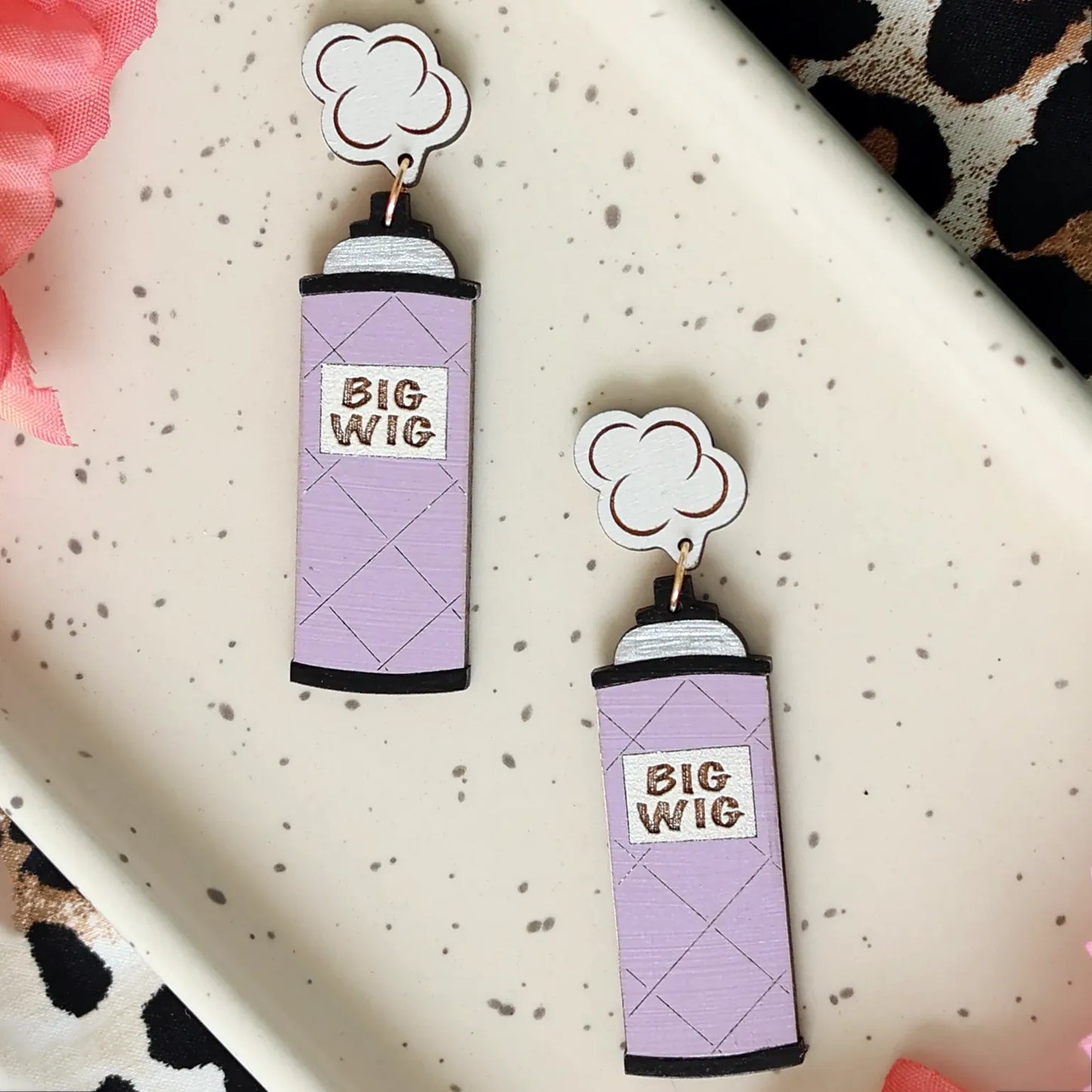 Big Wig Hair Spray Earrings
