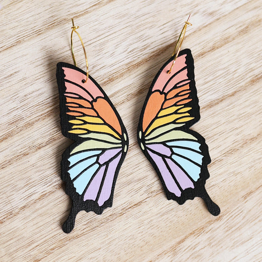 Pastel Rainbow Butterfly Hoops