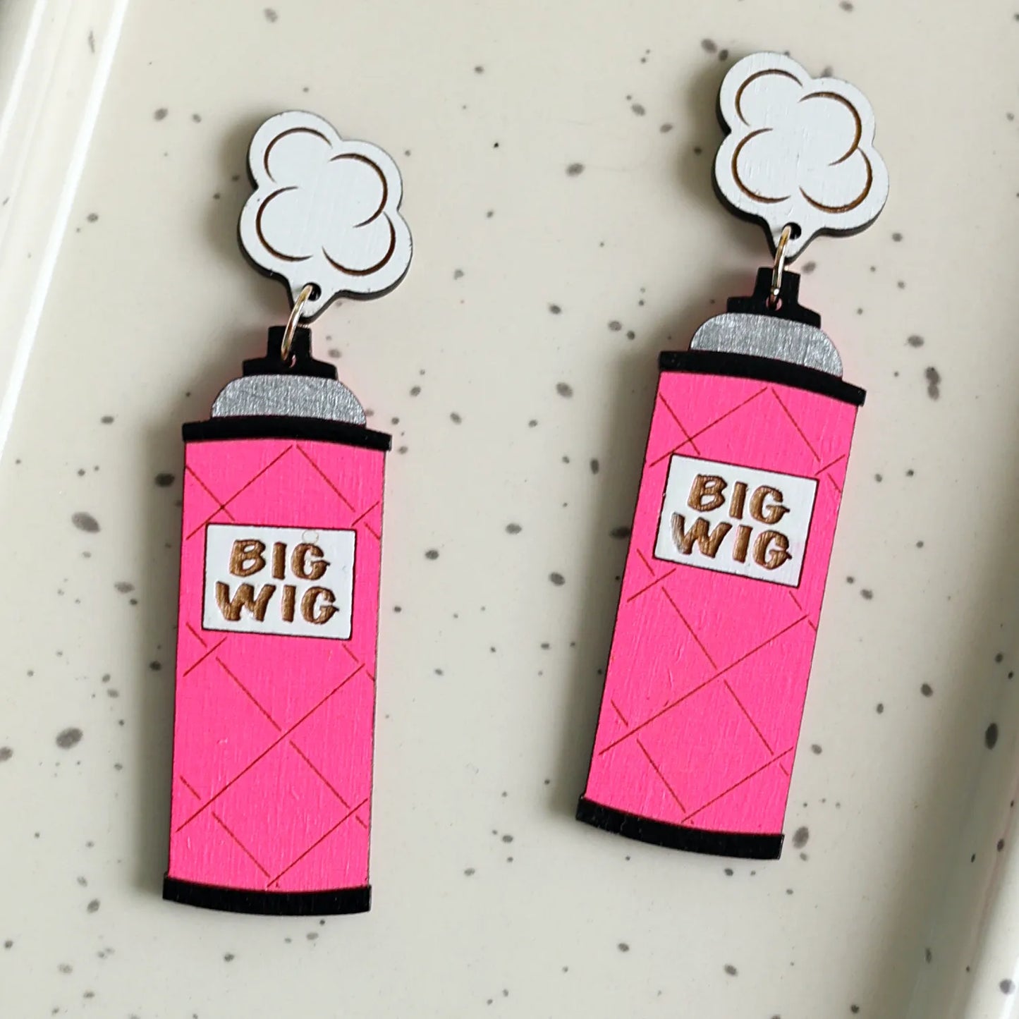 Big Wig Hair Spray Earrings