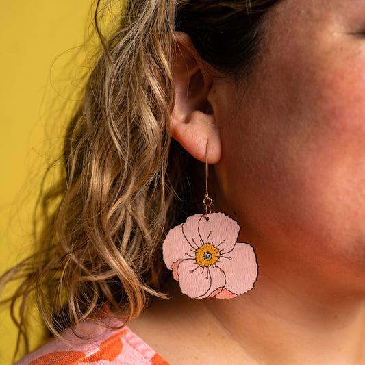 Pink Poppy Earrings