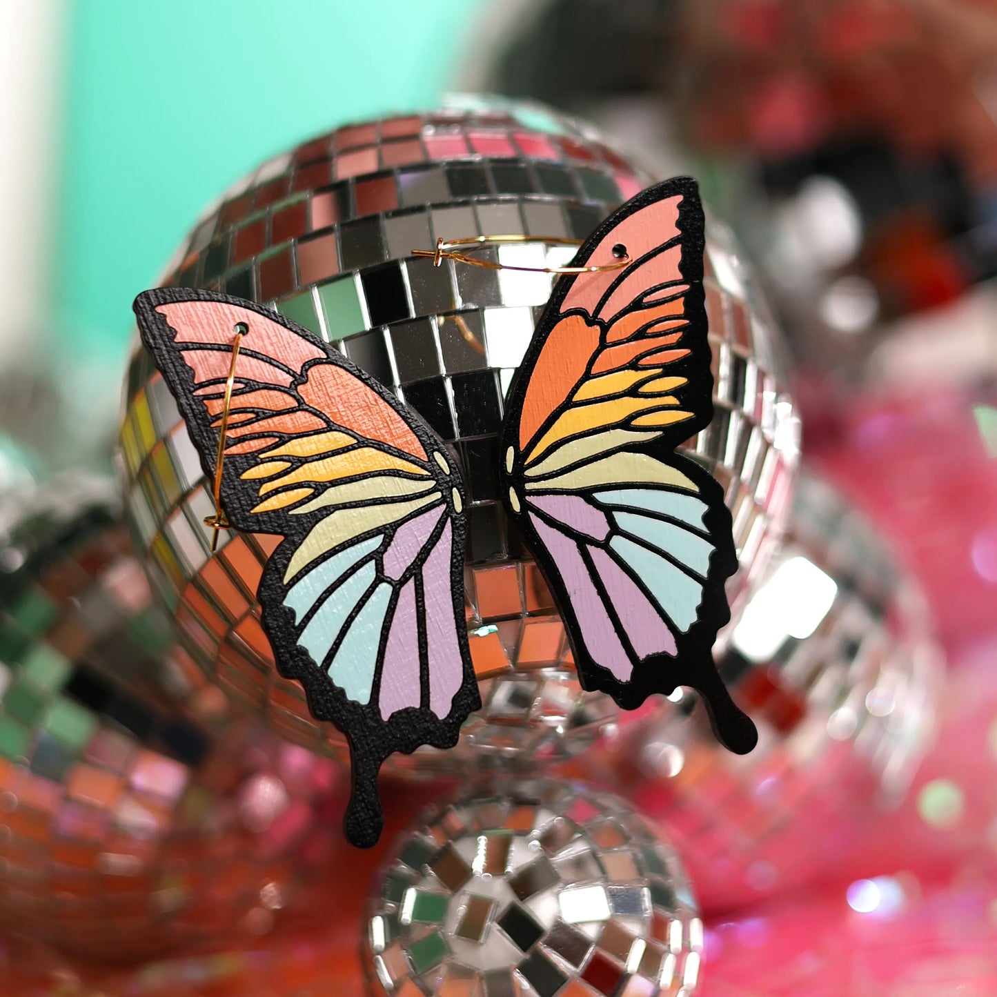 Pastel Rainbow Butterfly Hoops