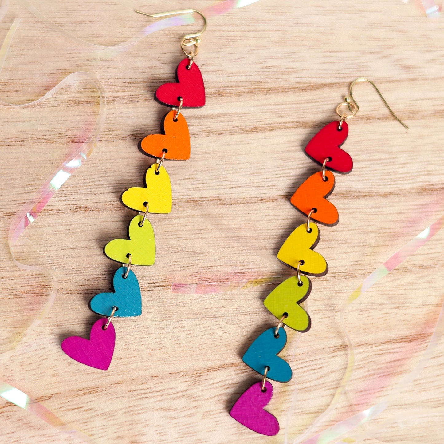 Rainbow Heart Chain Dangles