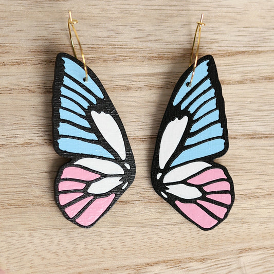 Trans Pride Butterfly Hoops