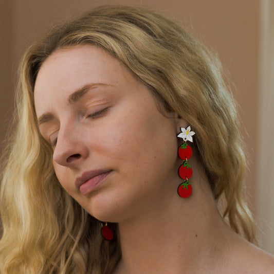 Tomato Chain Earrings