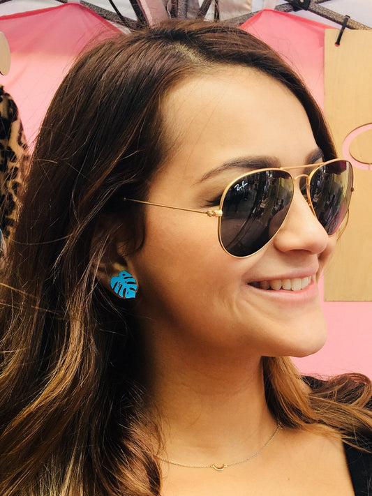 Monstera Stud Earrings - 4 Colors Available