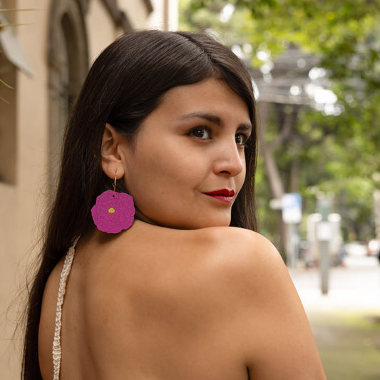 Purple Paper Flower Hoops