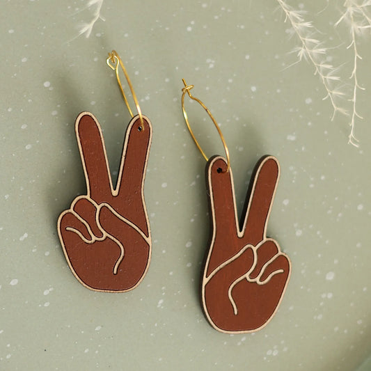Black Peace Sign Hands Hoops
