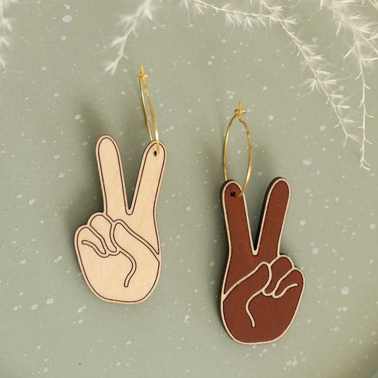 Black & White Peace Hoops