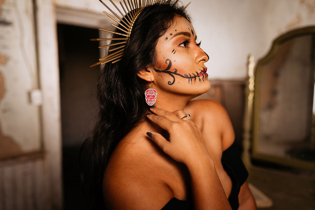 Sugar Skull Hoop Earrings