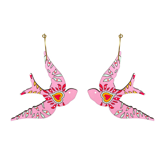 Pink Sparrow Hoops