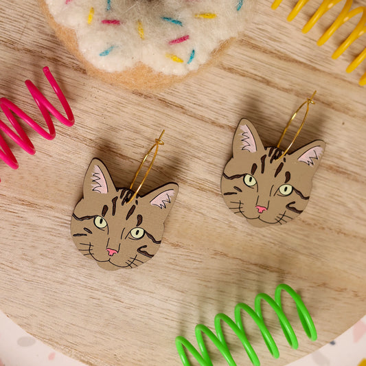 Grey Tabby Cat Hoops