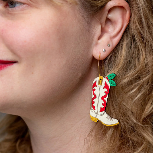 Holly Cowboy Boot Hoops