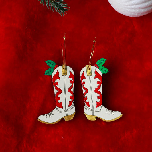 Holly Cowboy Boot Hoops