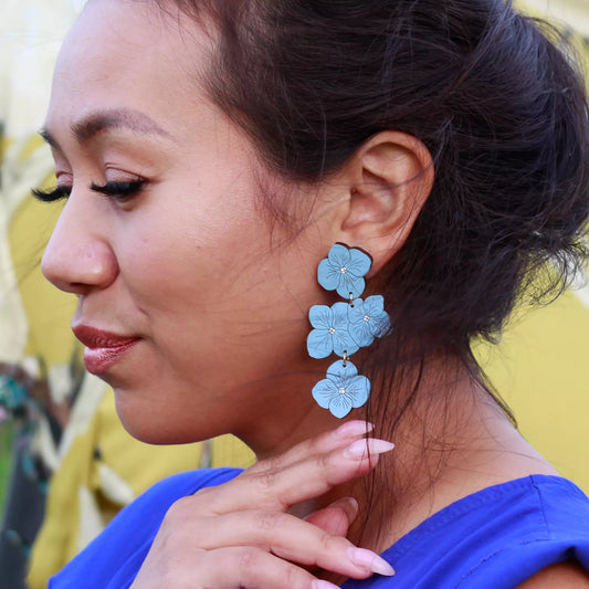 Powder Blue Hydrangea Statement Earrings