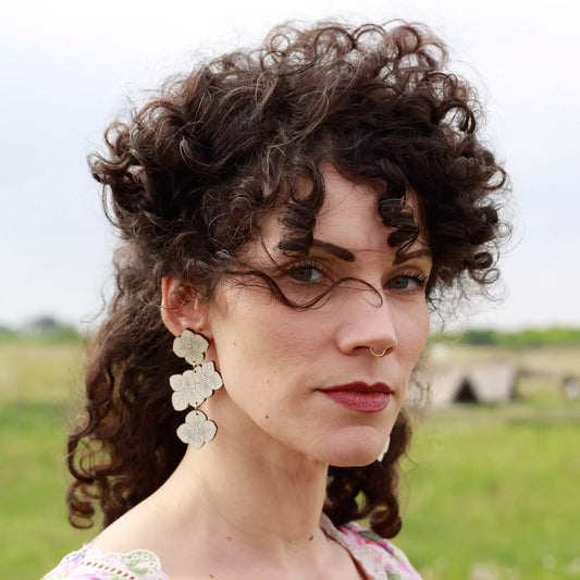 Hydrangea Statement Earrings - White