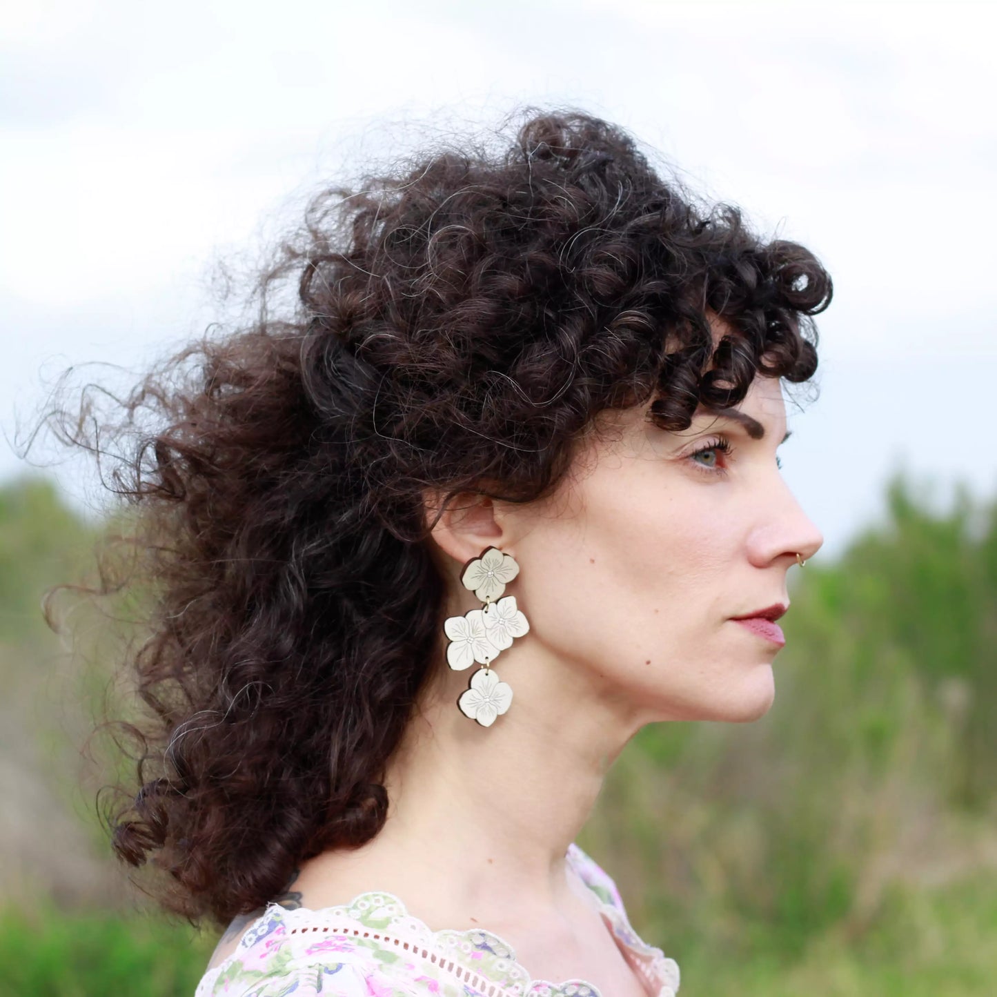 Hydrangea Statement Earrings - White