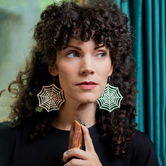 Iridescent Spider Web Hoops