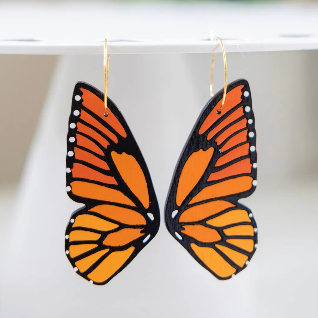 Monarch butterfly wing earrings discount