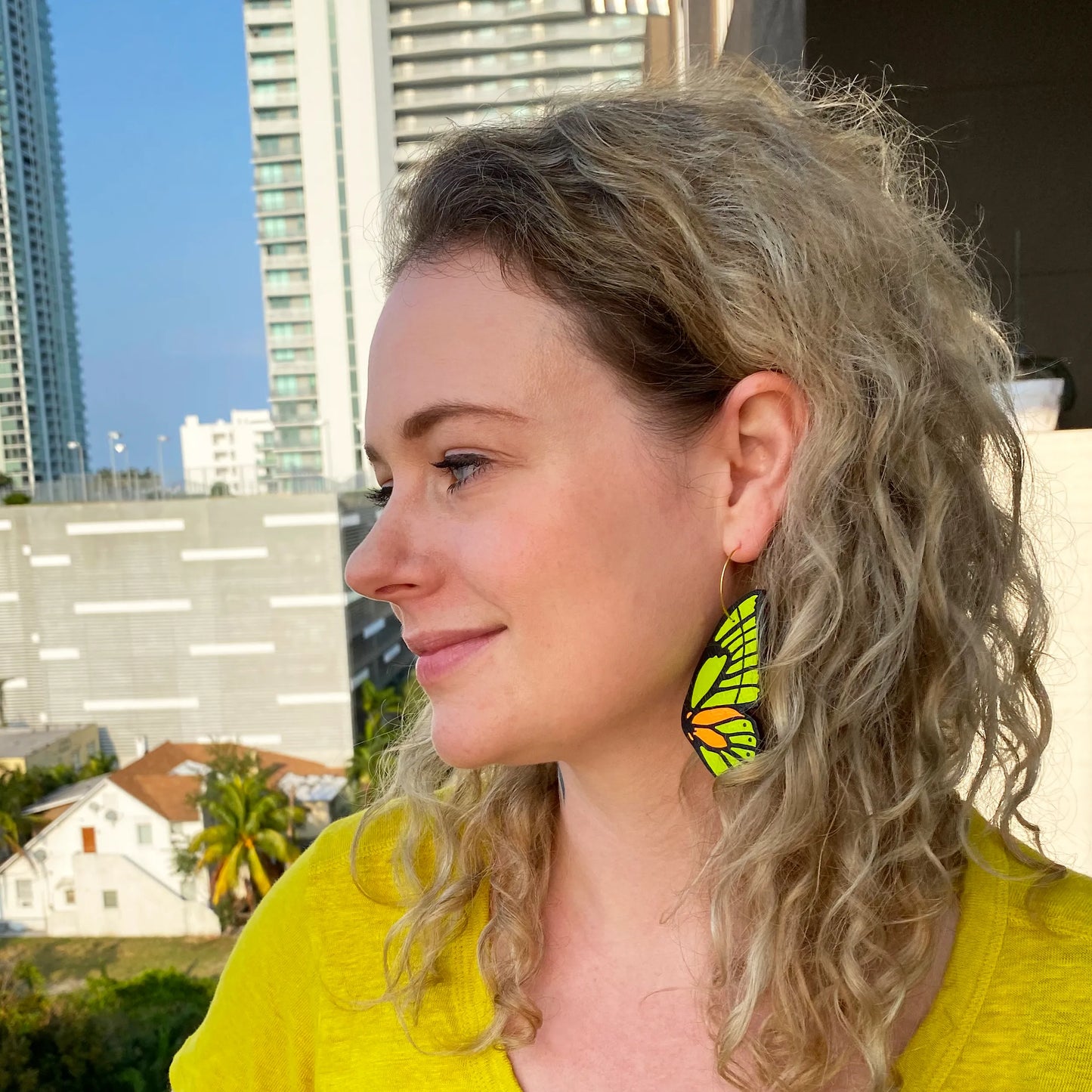 Neon Butterfly Wing Hoops