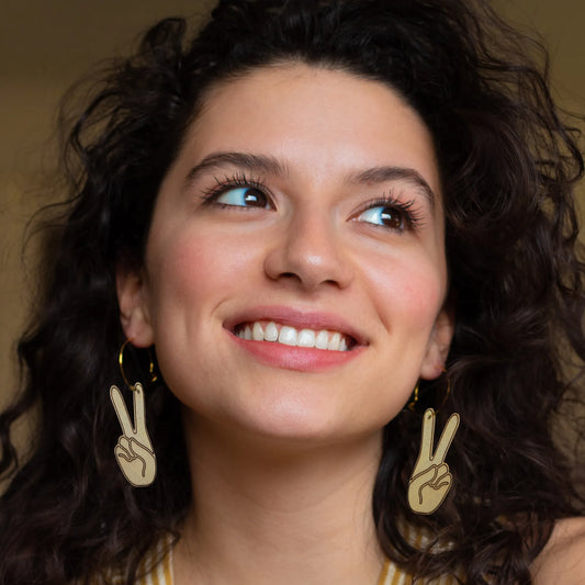 Black & White Peace Hoops