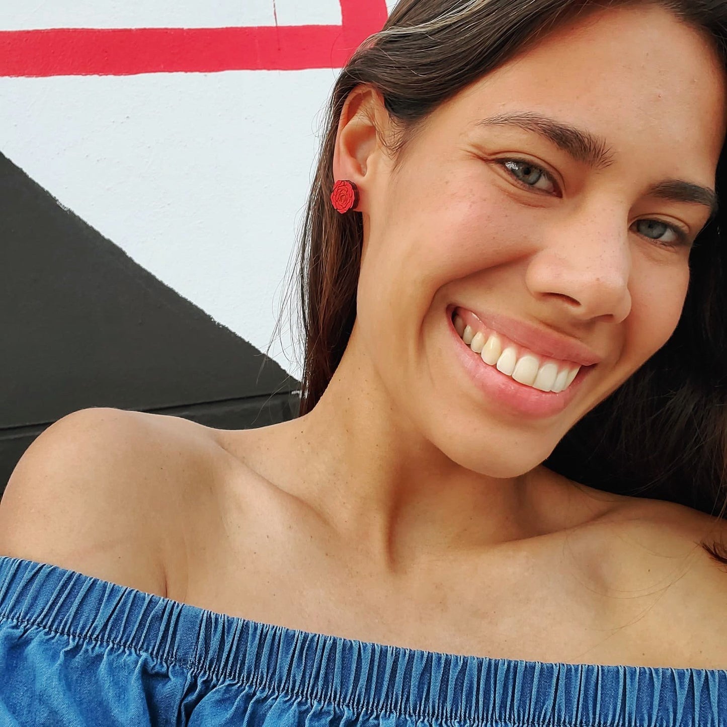 Red Rose Stud Earrings