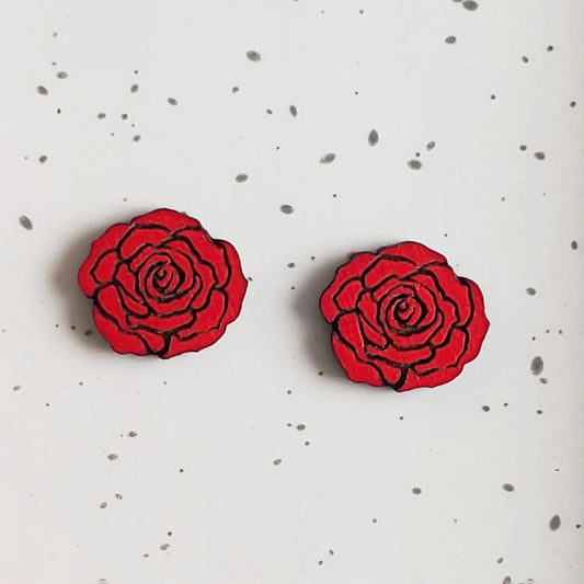 Red Rose Studs