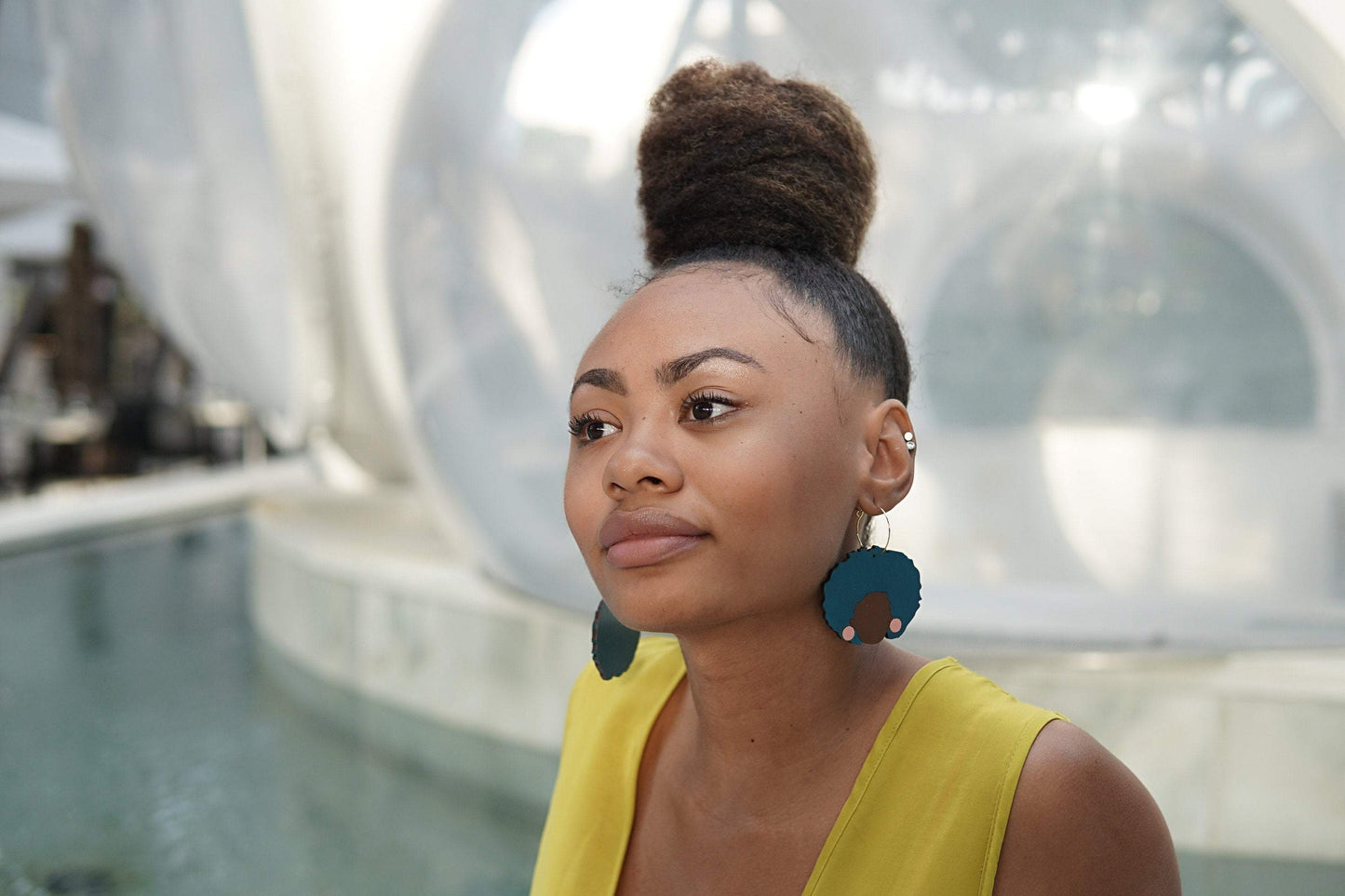 Reyna Noriega wearing Shelley Hoop Earrings