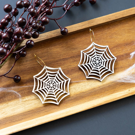 Iridescent Spider Web Hoops