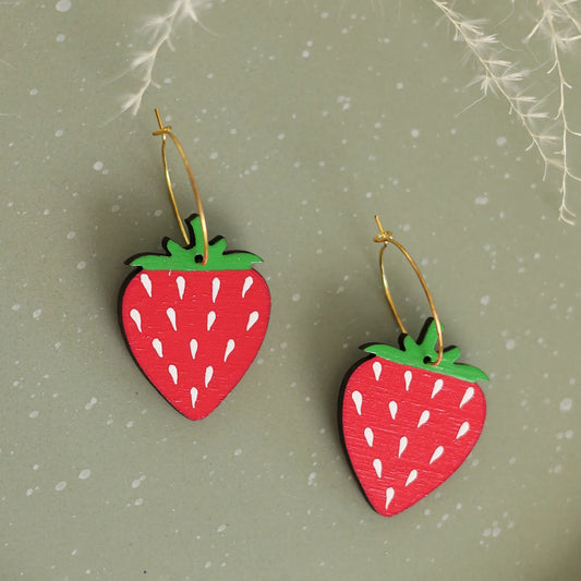 Strawberry Hoop Earrings