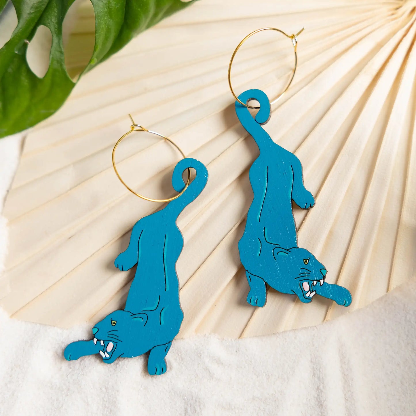 Teal Panther Hoops