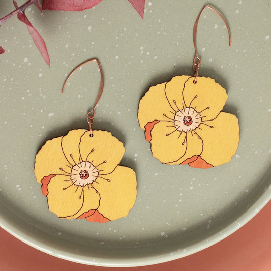 Yellow Poppy Earrings
