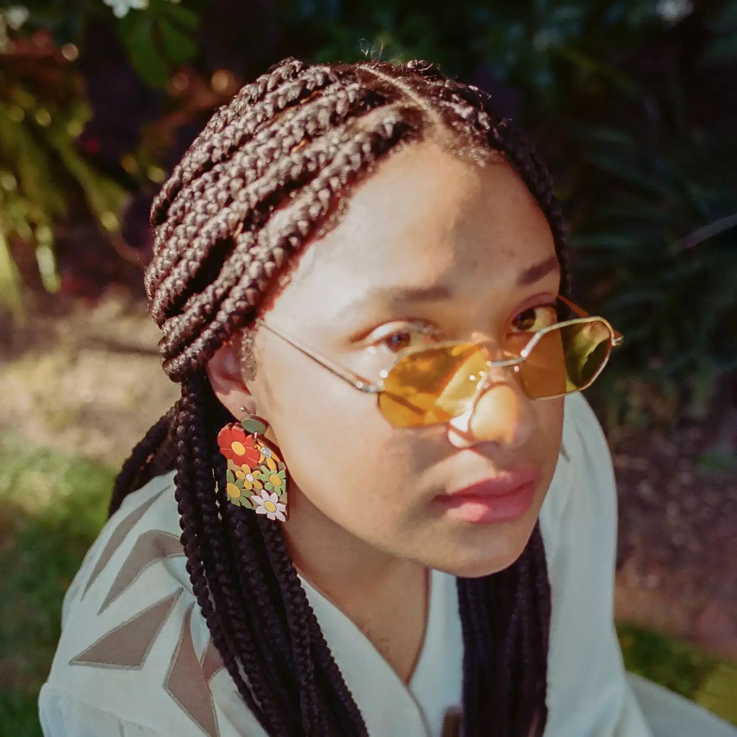 70s Burnt Orange Floral Arch Earrings