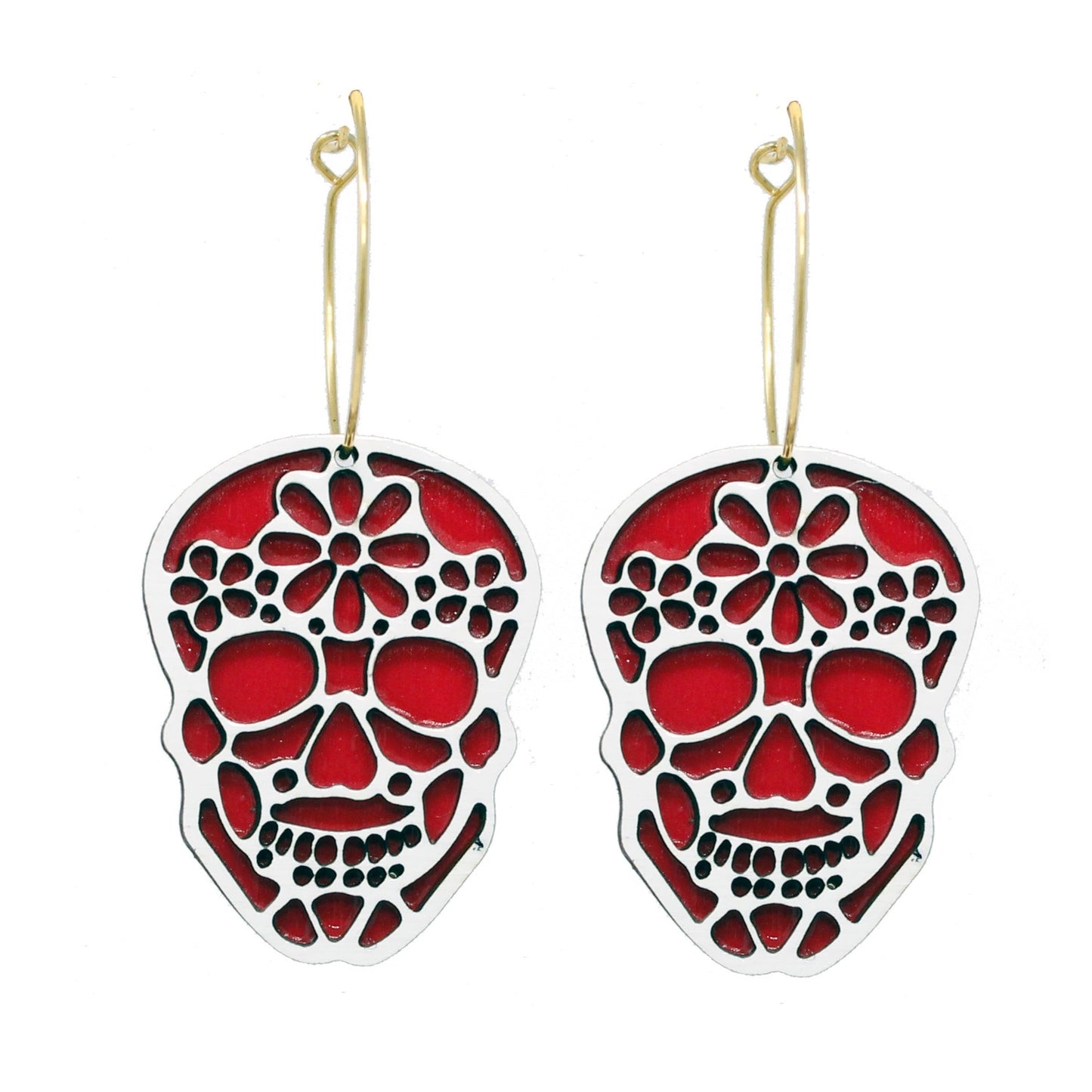Sugar Skull Hoop Earrings
