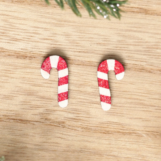 Sparkly Candy Cane Studs