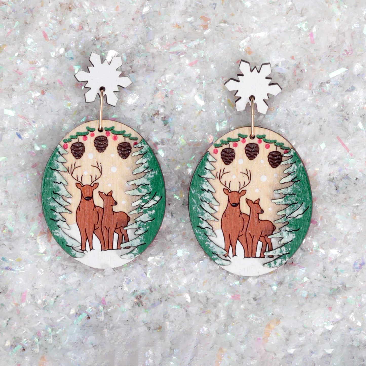 Winter Deer Statement Dangles