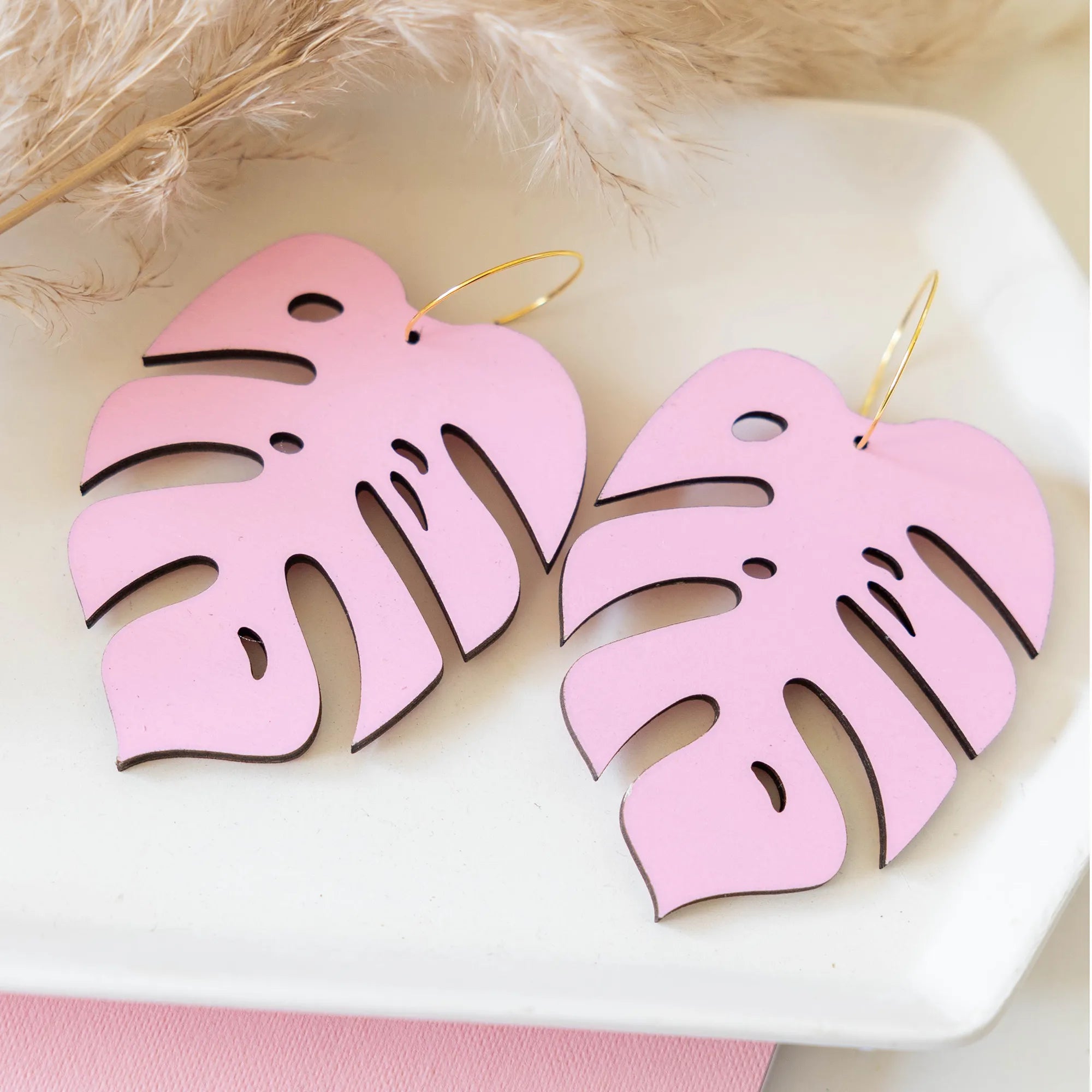 Monstera Statement Hoop Earrings