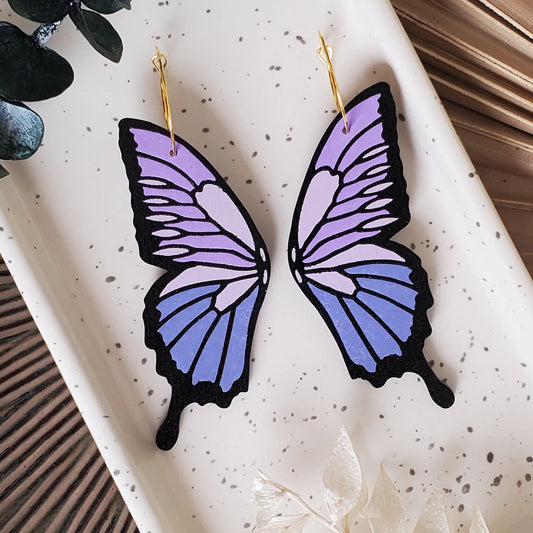 Lavender Butterfly Hoops
