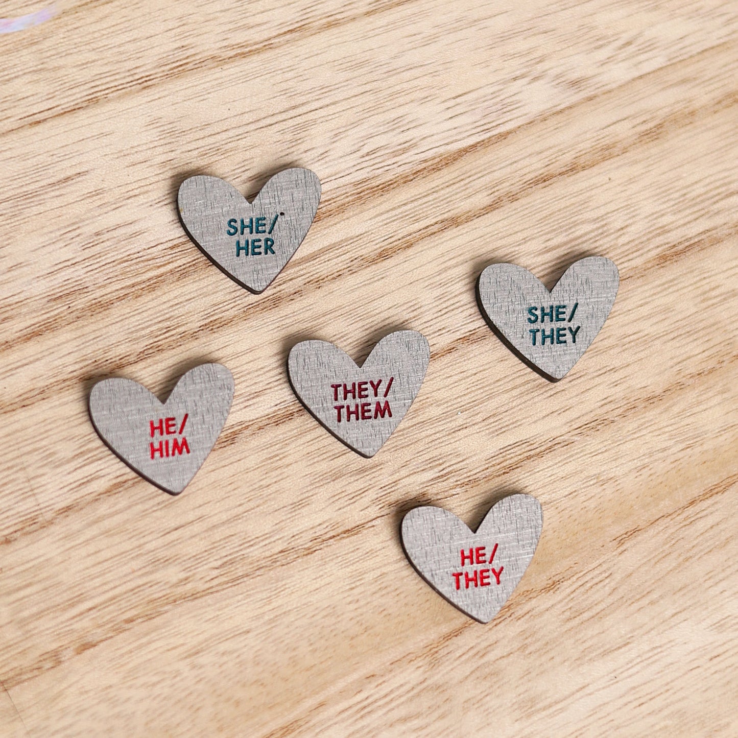 Pronoun Heart Pins