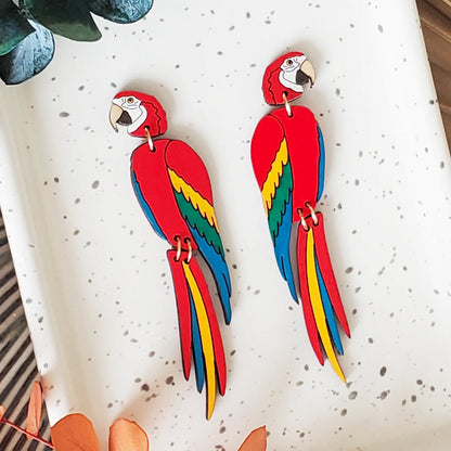 Red Macaw Stud Dangles