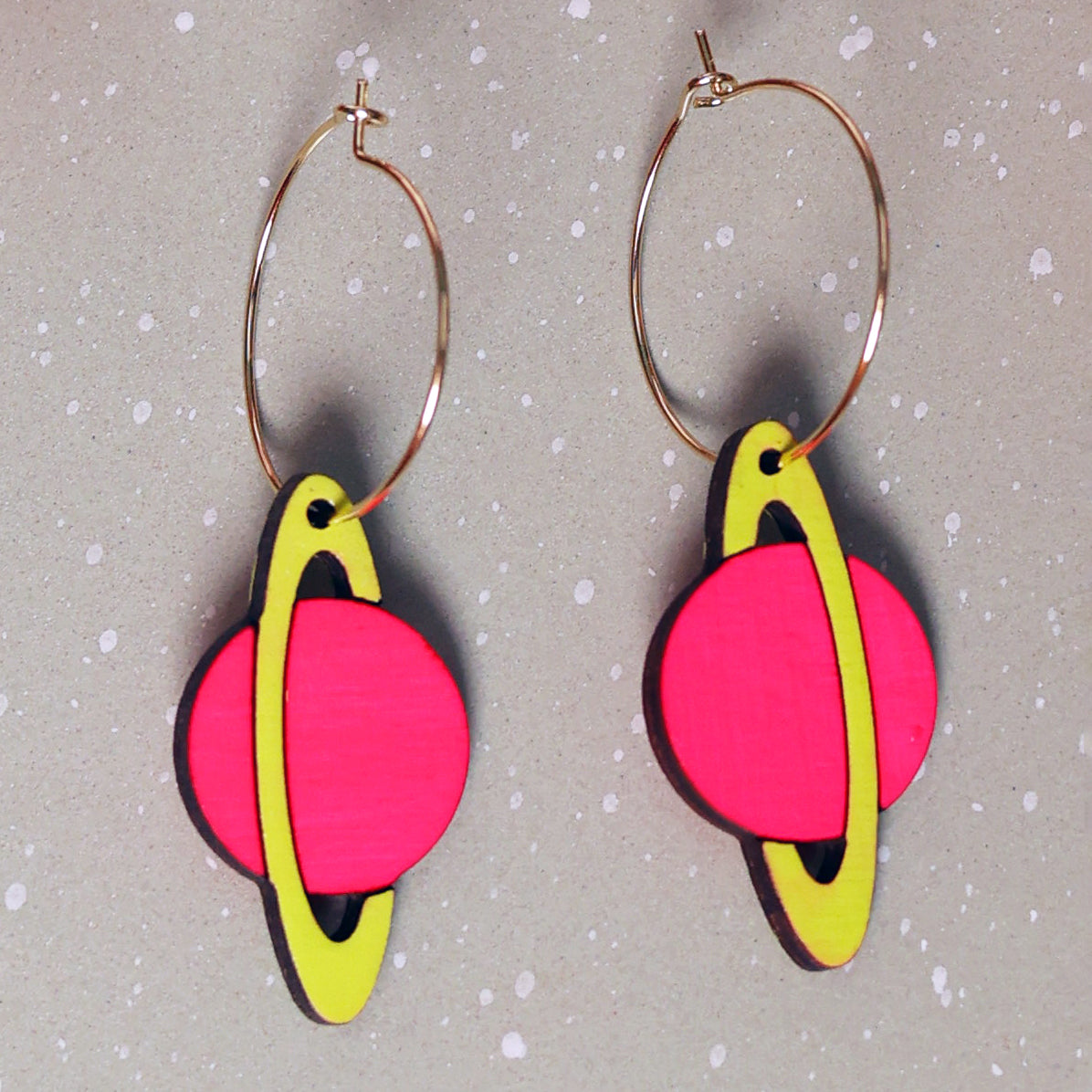 Neon Saturn Hoop Earrings