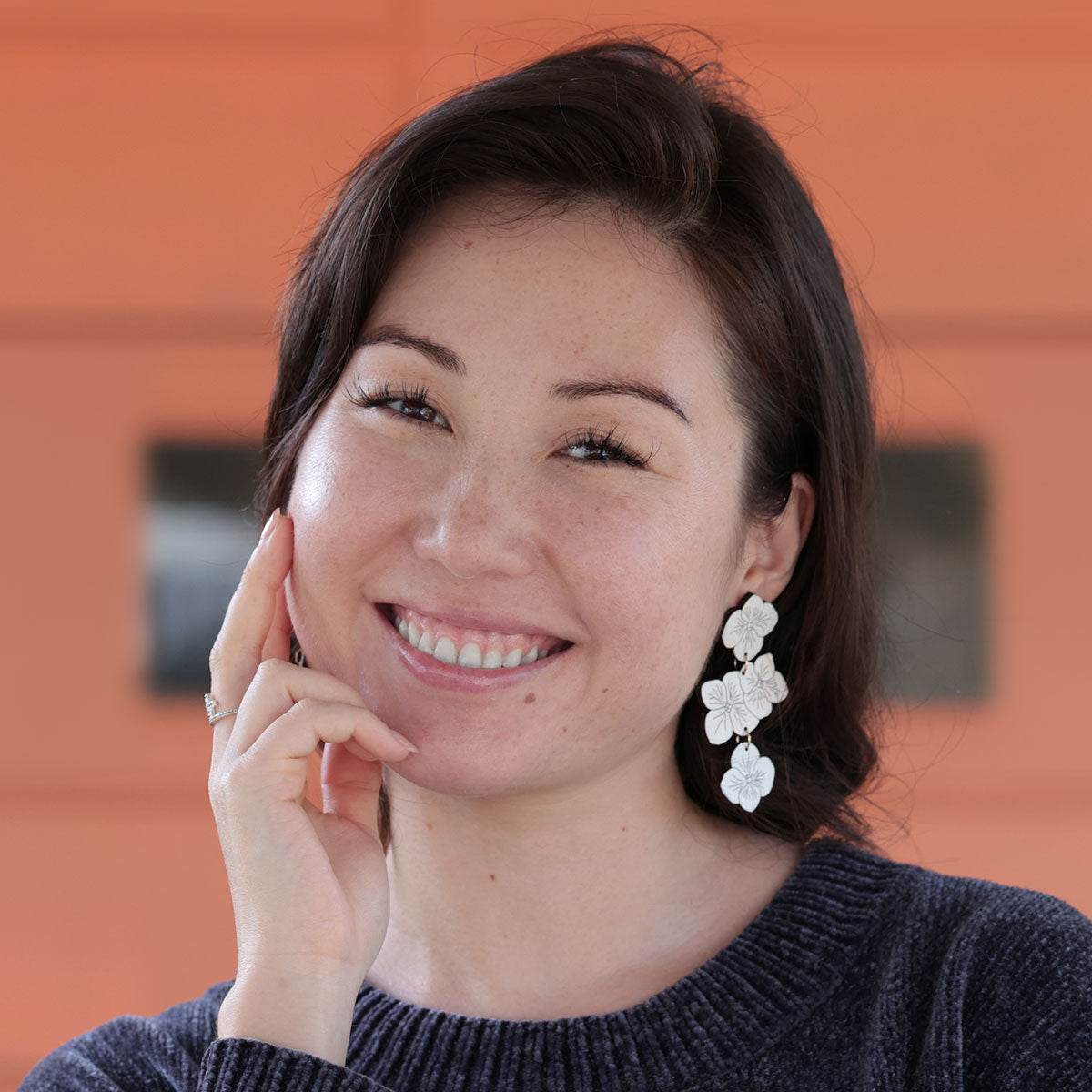 Hydrangea Statement Earrings - White