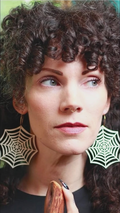 Iridescent Spider Web Hoops