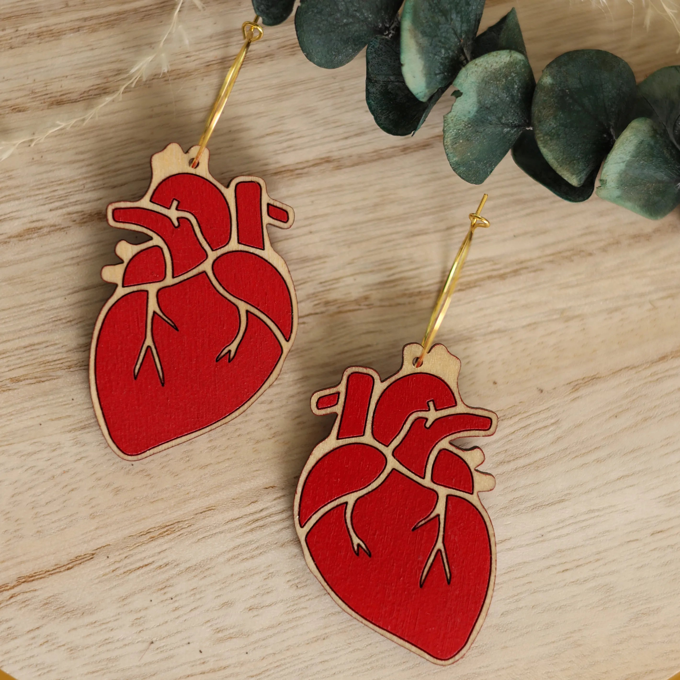 Anatomical Heart Hoop Earrings