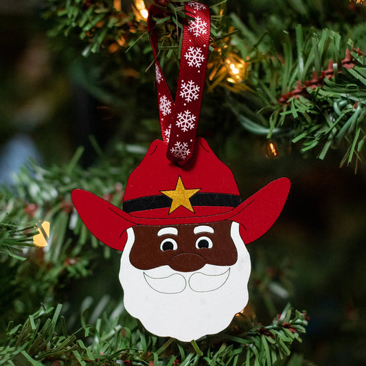 Cowboy Black Santa Ornament
