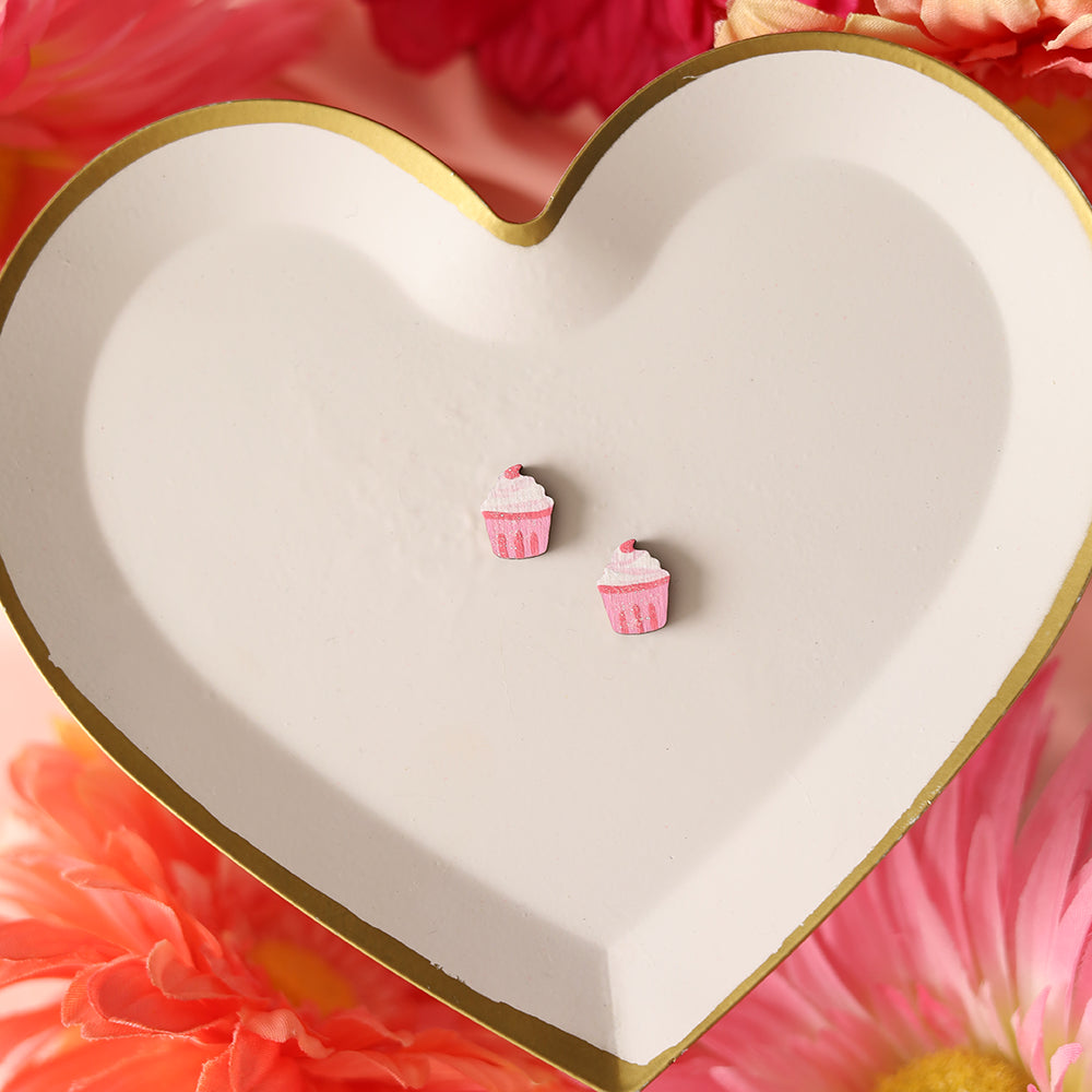 Pink Cupcake Stud Earrings