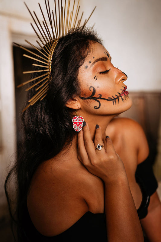 Sugar Skull Hoop Earrings