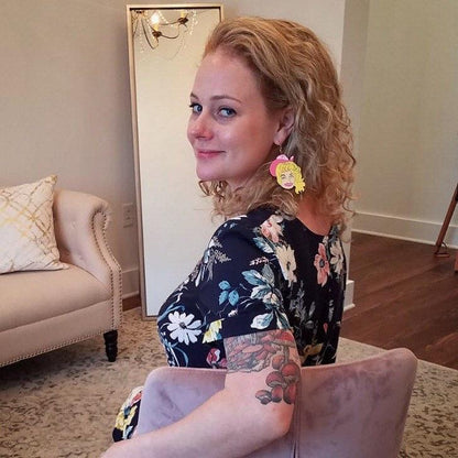 Girl wearing Cowgirl Dolly Earrings